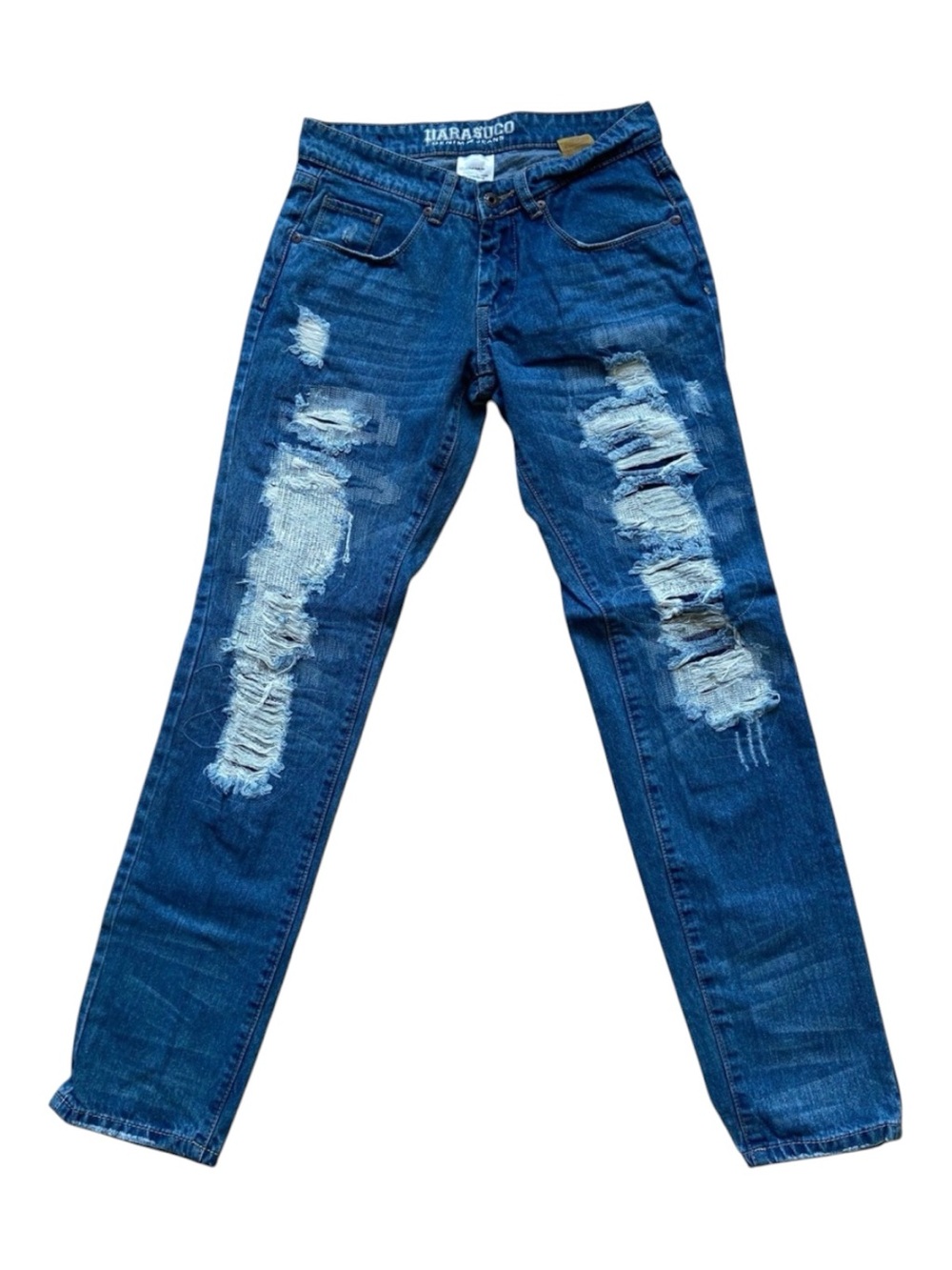 Parasuco Womens Distressed Skinny Jeans Size 27 Y2K Ripped Blue Denim Stretch